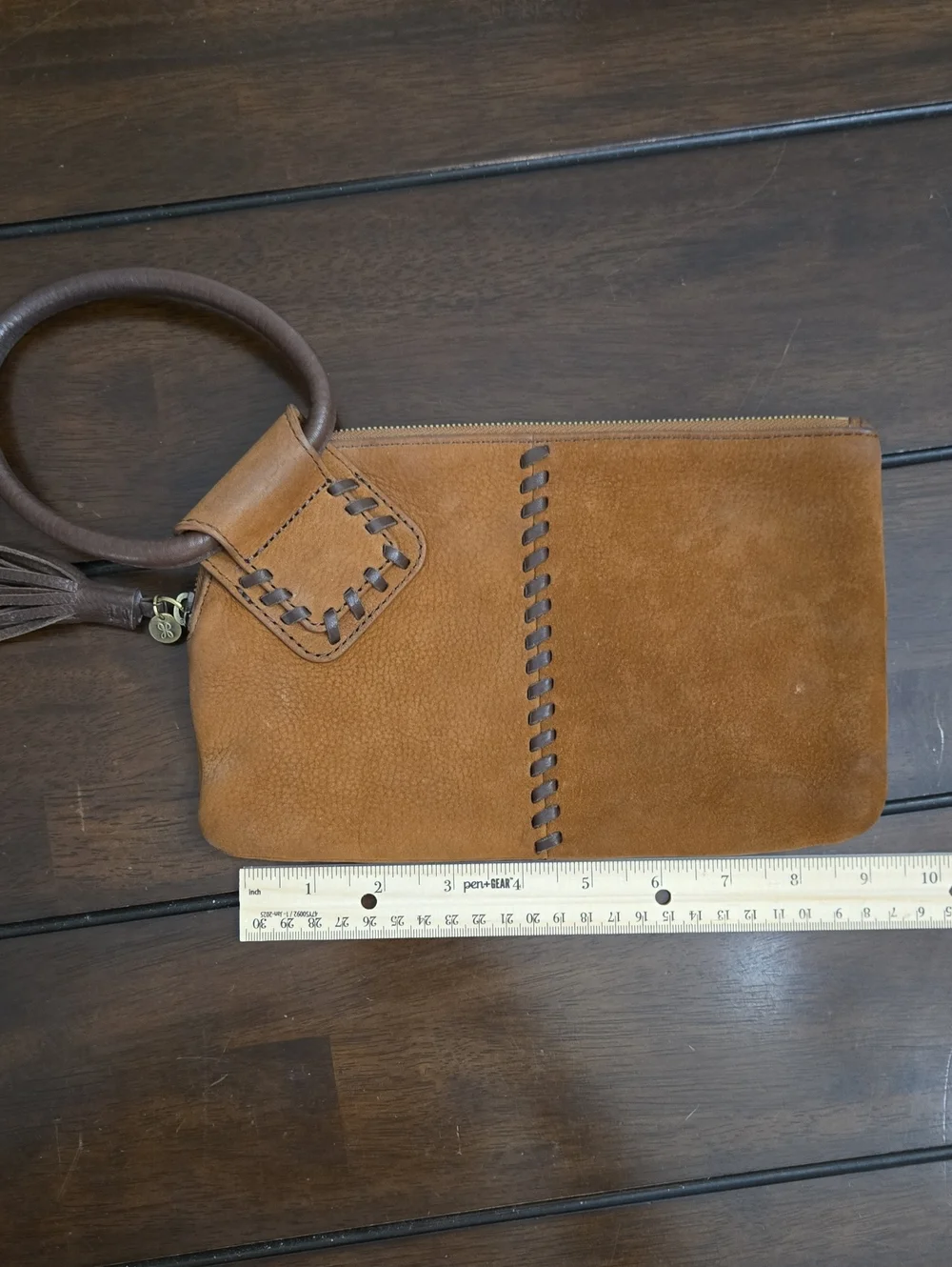 HOBO International Sable Wristlet Pebbled Brown Leather Clutch Cowgirl Western